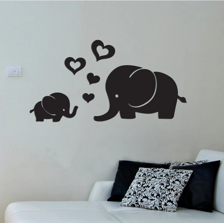 Autocollant mural miroir pour enfant parent bébé éléphant – Image 3