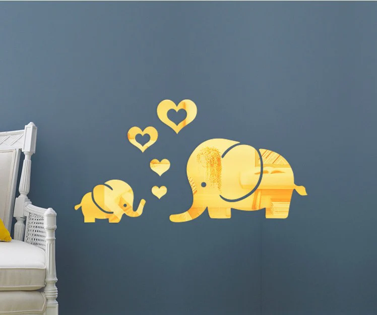Autocollant mural miroir pour enfant parent bébé éléphant – Image 4