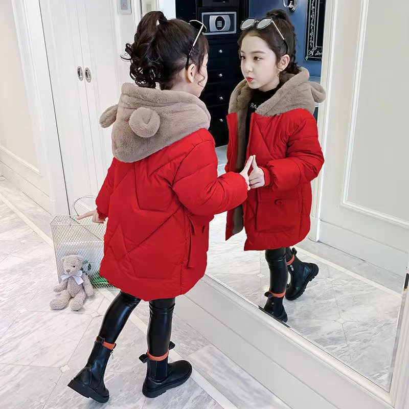 Doudoune matelassée capuche fourrure nounours pour fille – Image 2
