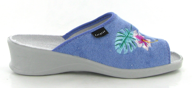 Mules femme été Textile éponge Talon compensé FARGEOT coloris bleu ciel – Image 2