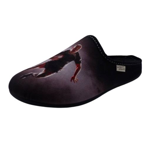 Mules homme motif « joueur de rugby » LA MAISON DE L’ESPADRILLE coloris noir / gris / beige