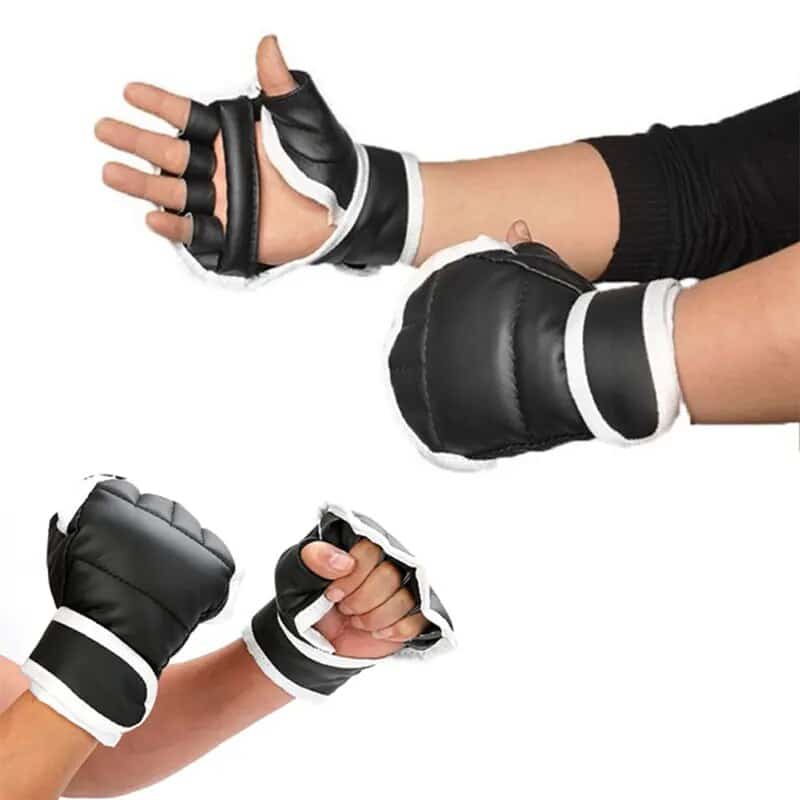 Mitaines Boxe Noires en Simili Cuir et Tissu Oxford – Image 2