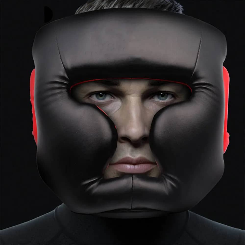 Protège Oreille Noir et Fermé en Simili Cuir pour Boxe